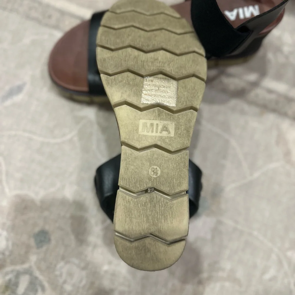 MIA Black and Tan Wedge Sandals - Picture 4 of 4